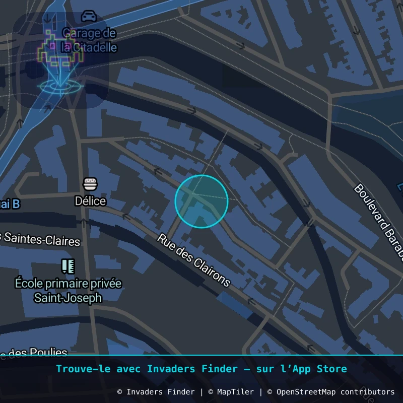 Zone approximative de l'invader AMI_06, dans le quartier Centre-ville, Amiens à Amiens. Emplacement exact disponible dans l'app Invaders Finder.