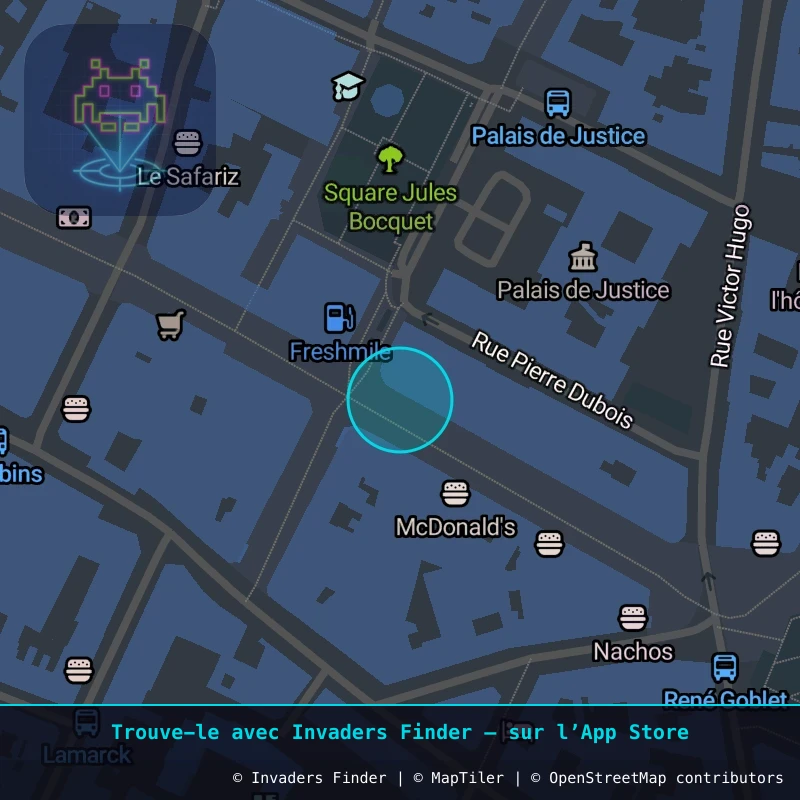 Zone approximative de l'invader AMI_09, dans le quartier Amiens centre-ville à Amiens. Emplacement exact disponible dans l'app Invaders Finder.