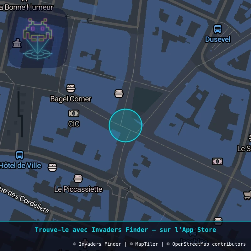 Zone approximative de l'invader AMI_14, dans le quartier Centre-ville, Amiens à Amiens. Emplacement exact disponible dans l'app Invaders Finder.