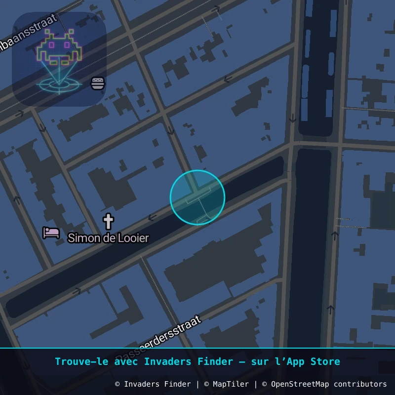 Zone approximative de l'invader AMS_07, dans le quartier Jordaan, Amsterdam à Amsterdam. Emplacement exact disponible dans l'app Invaders Finder.