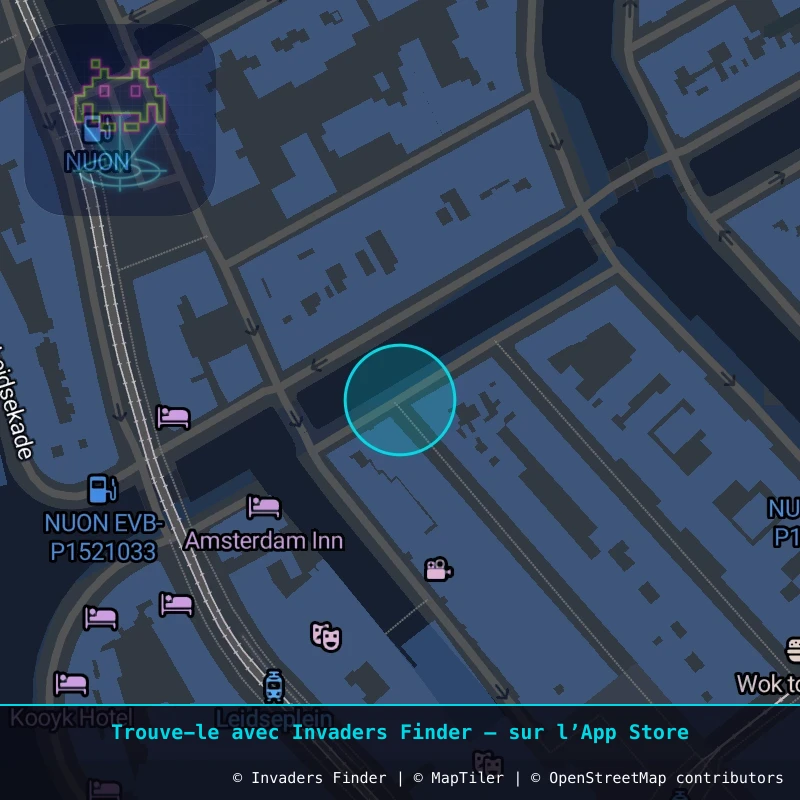 Zone approximative de l'invader AMS_08, dans le quartier Centre-ville, Amsterdam à Amsterdam. Emplacement exact disponible dans l'app Invaders Finder.