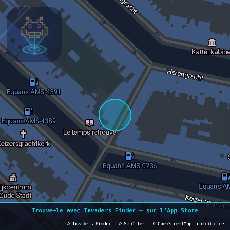 Zone approximative de l'invader AMS_19, dans le quartier Grachtengordel, Amsterdam à Amsterdam. Emplacement exact disponible dans l'app Invaders Finder.