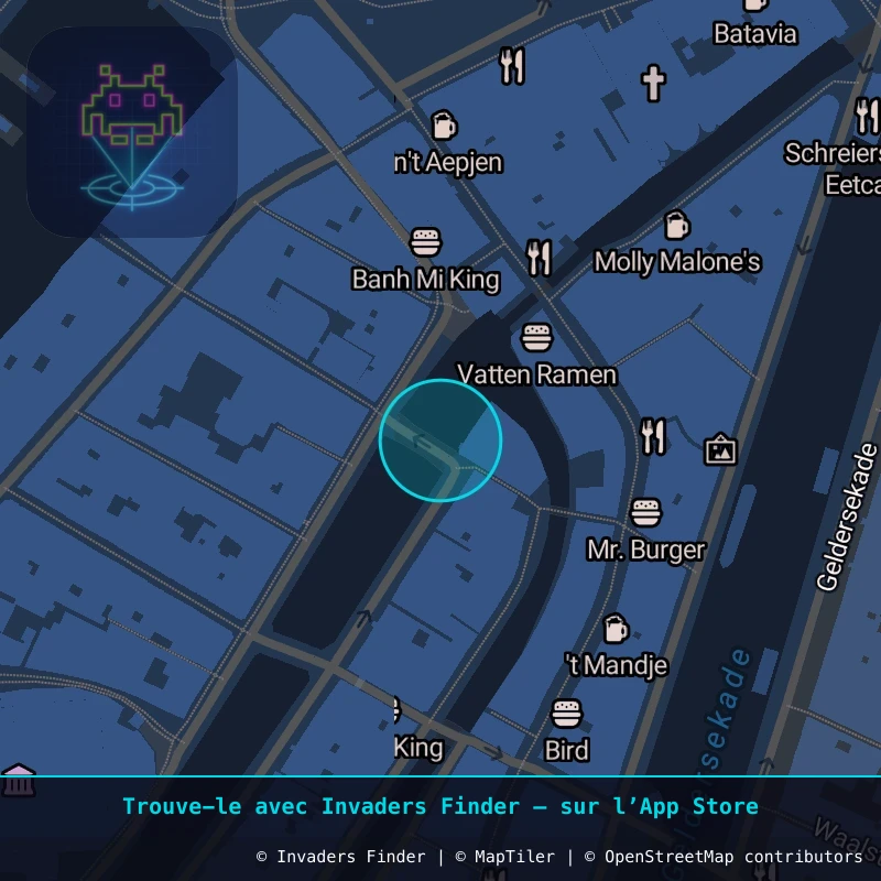 Zone approximative de l'invader AMS_23, dans le quartier Burgwallen-Oude Zijde, Amsterdam à Amsterdam. Emplacement exact disponible dans l'app Invaders Finder.