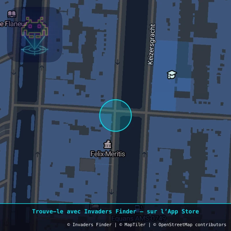 Zone approximative de l'invader AMS_24, dans le quartier Grachtengordel, Amsterdam à Amsterdam. Emplacement exact disponible dans l'app Invaders Finder.