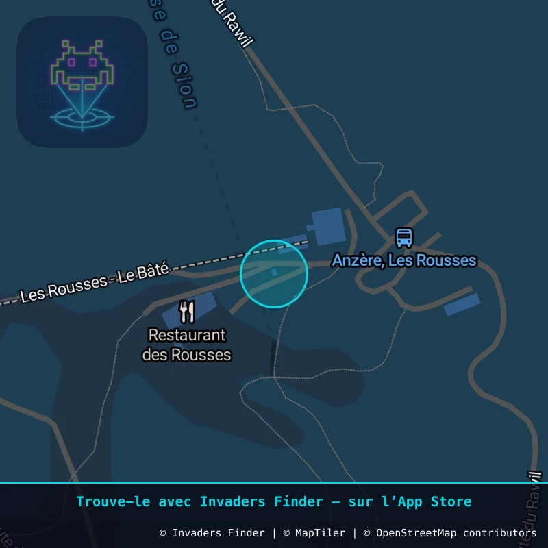 Zone approximative de l'invader ANZR_02, dans le quartier Ayent à Anzère. Emplacement exact disponible dans l'app Invaders Finder.