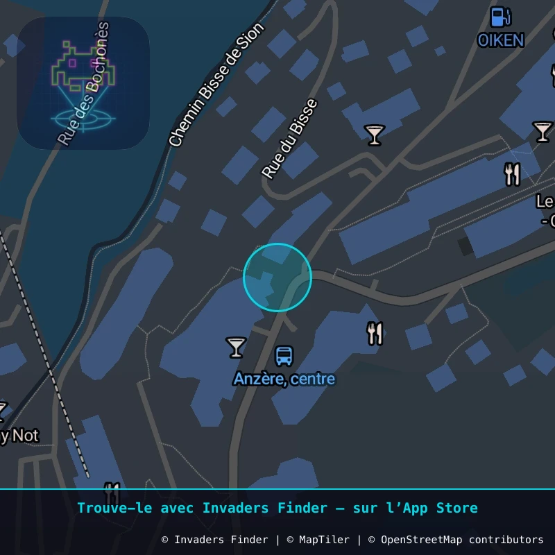 Zone approximative de l'invader ANZR_03, dans le quartier Centre-ville, Ayent à Anzère. Emplacement exact disponible dans l'app Invaders Finder.