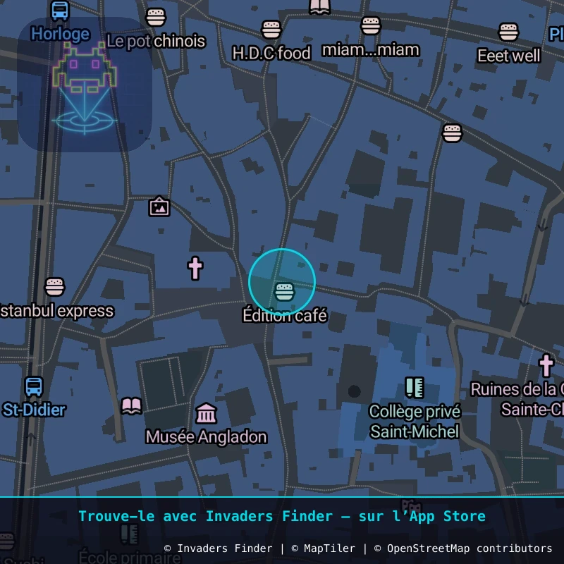 Zone approximative de l'invader AVI_02, dans le quartier Jaurès - République, Avignon à Avignon. Emplacement exact disponible dans l'app Invaders Finder.