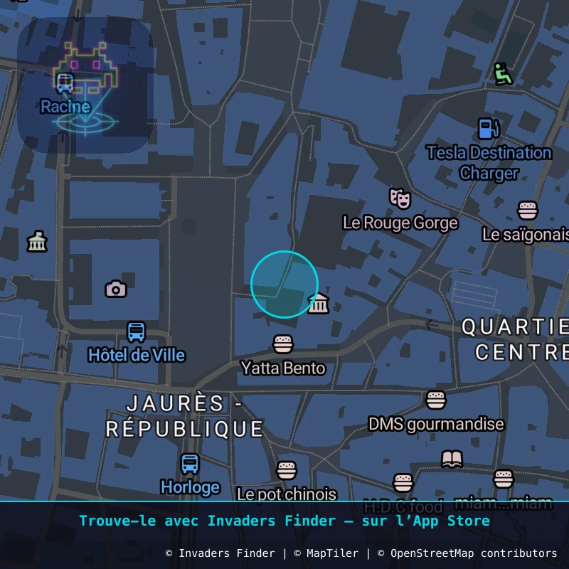 Zone approximative de l'invader AVI_14, dans le quartier Jaurès - République, Avignon à Avignon. Emplacement exact disponible dans l'app Invaders Finder.