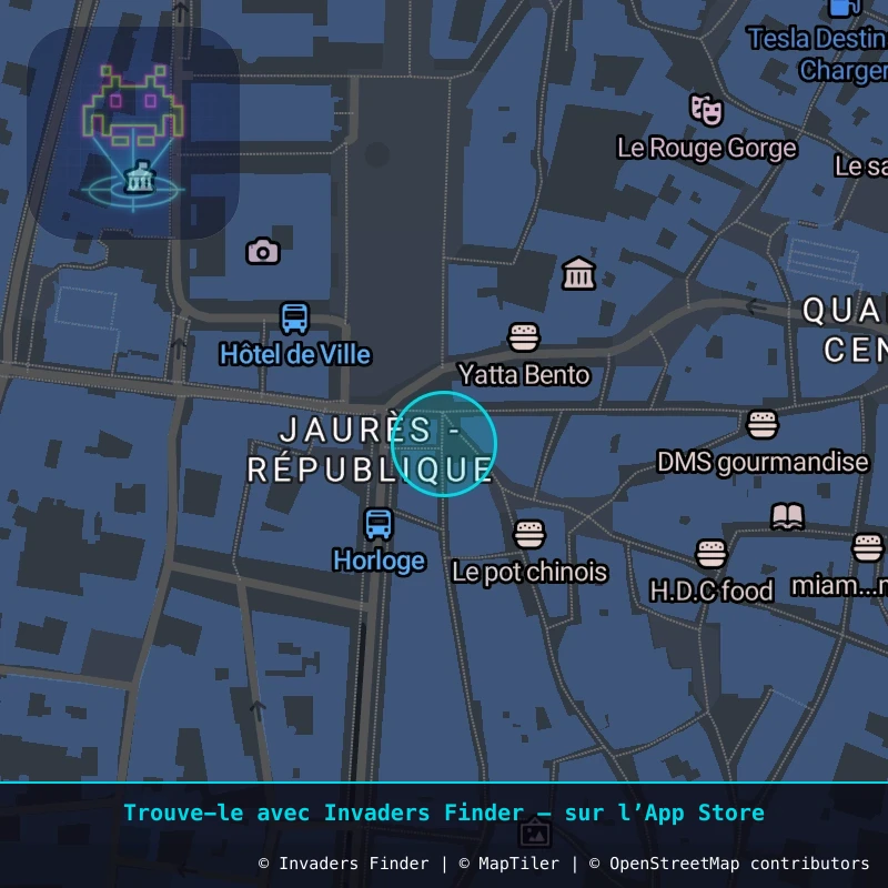Zone approximative de l'invader AVI_15, dans le quartier Jaurès - République, Avignon à Avignon. Emplacement exact disponible dans l'app Invaders Finder.