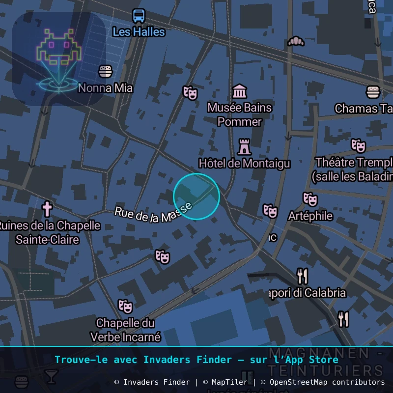 Zone approximative de l'invader AVI_27, dans le quartier Magnanen - Teinturiers, Avignon à Avignon. Emplacement exact disponible dans l'app Invaders Finder.
