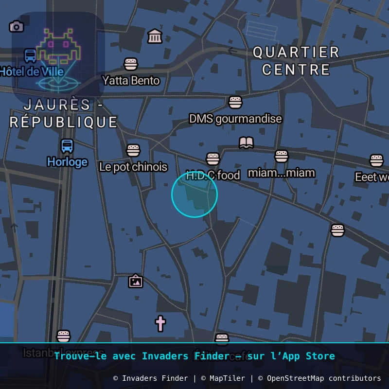Zone approximative de l'invader AVI_29, dans le quartier Jaurès - République, Avignon à Avignon. Emplacement exact disponible dans l'app Invaders Finder.