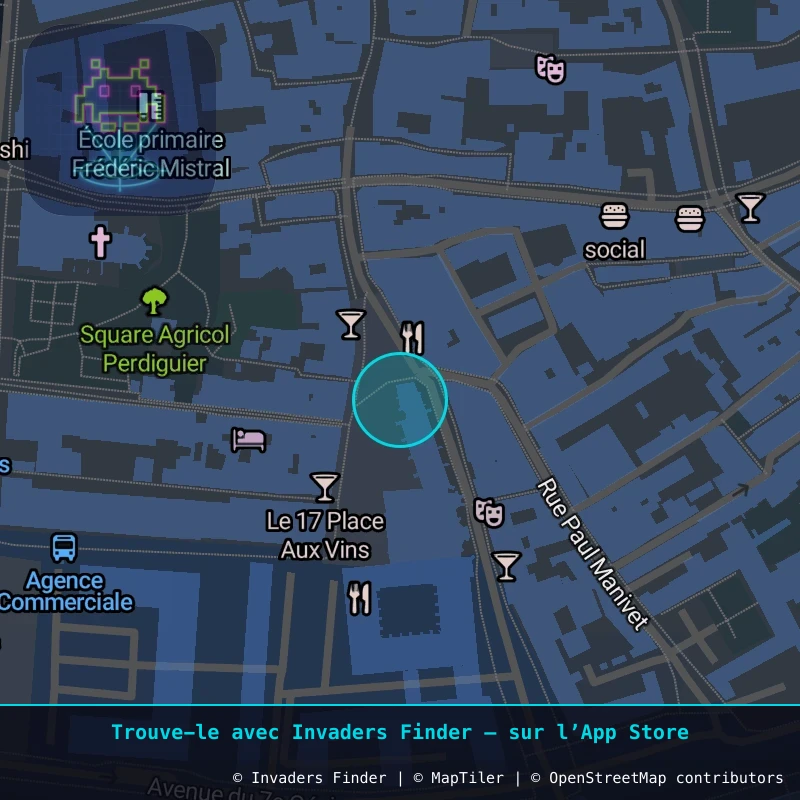 Zone approximative de l'invader AVI_34, dans le quartier Magnanen - Teinturiers, Avignon à Avignon. Emplacement exact disponible dans l'app Invaders Finder.