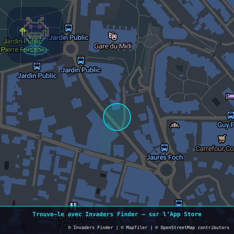 Zone approximative de l'invader BAB_01, dans le quartier Aguiléra, Biarritz à Biarritz-Anglet-Bayonne. Emplacement exact disponible dans l'app Invaders Finder.