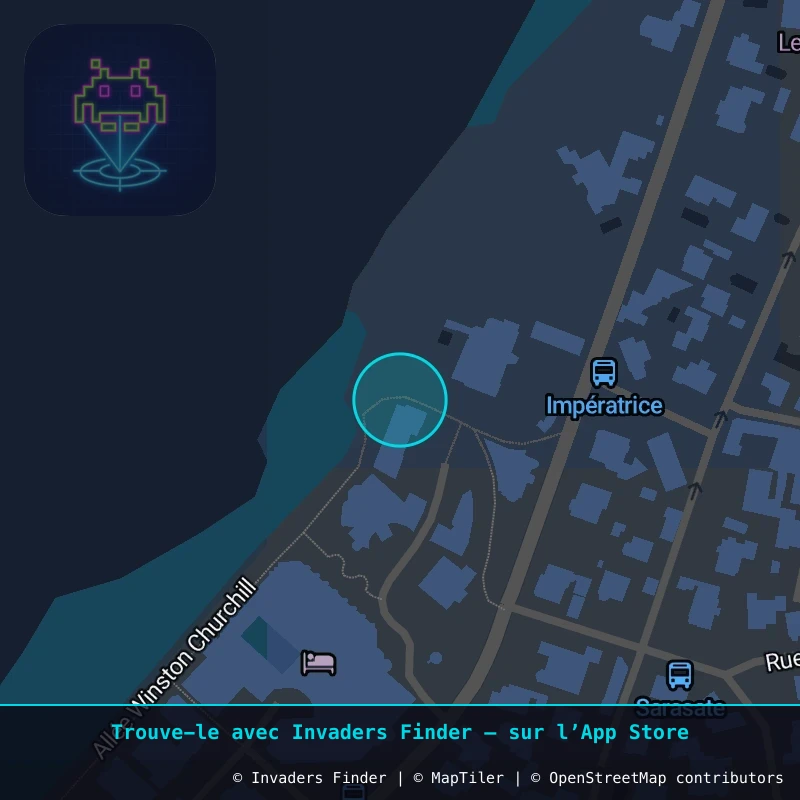 Zone approximative de l'invader BAB_08, dans le quartier Aguiléra, Biarritz à Biarritz-Anglet-Bayonne. Emplacement exact disponible dans l'app Invaders Finder.
