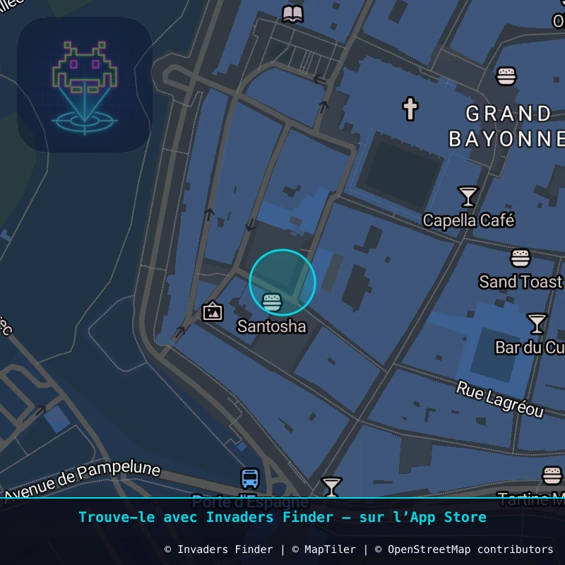Zone approximative de l'invader BAB_15, dans le quartier Ville en Bois, Bayonne à Biarritz-Anglet-Bayonne. Emplacement exact disponible dans l'app Invaders Finder.