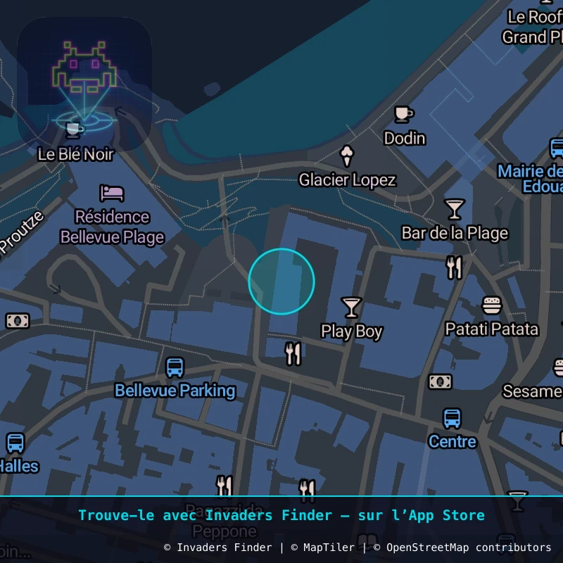 Zone approximative de l'invader BAB_37, dans le quartier Aguiléra, Biarritz à Biarritz-Anglet-Bayonne. Emplacement exact disponible dans l'app Invaders Finder.