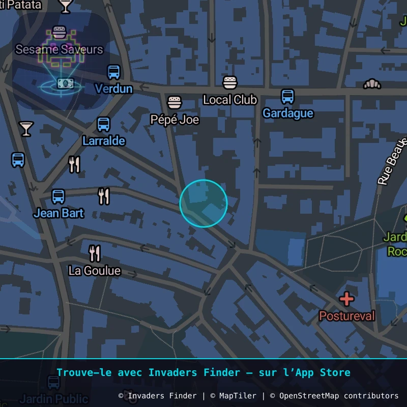 Zone approximative de l'invader BAB_46, dans le quartier Aguiléra, Biarritz à Biarritz-Anglet-Bayonne. Emplacement exact disponible dans l'app Invaders Finder.