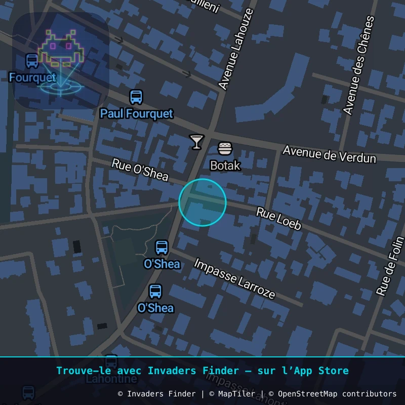 Zone approximative de l'invader BAB_48, dans le quartier Aguiléra, Biarritz à Biarritz-Anglet-Bayonne. Emplacement exact disponible dans l'app Invaders Finder.