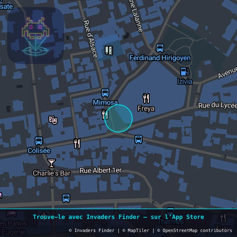 Zone approximative de l'invader BAB_53, dans le quartier Aguiléra, Biarritz à Biarritz-Anglet-Bayonne. Emplacement exact disponible dans l'app Invaders Finder.
