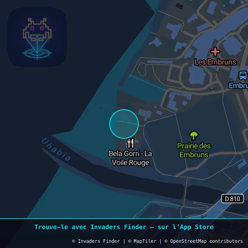 Zone approximative de l'invader BAB_54, dans le quartier Bidart à Biarritz-Anglet-Bayonne. Emplacement exact disponible dans l'app Invaders Finder.
