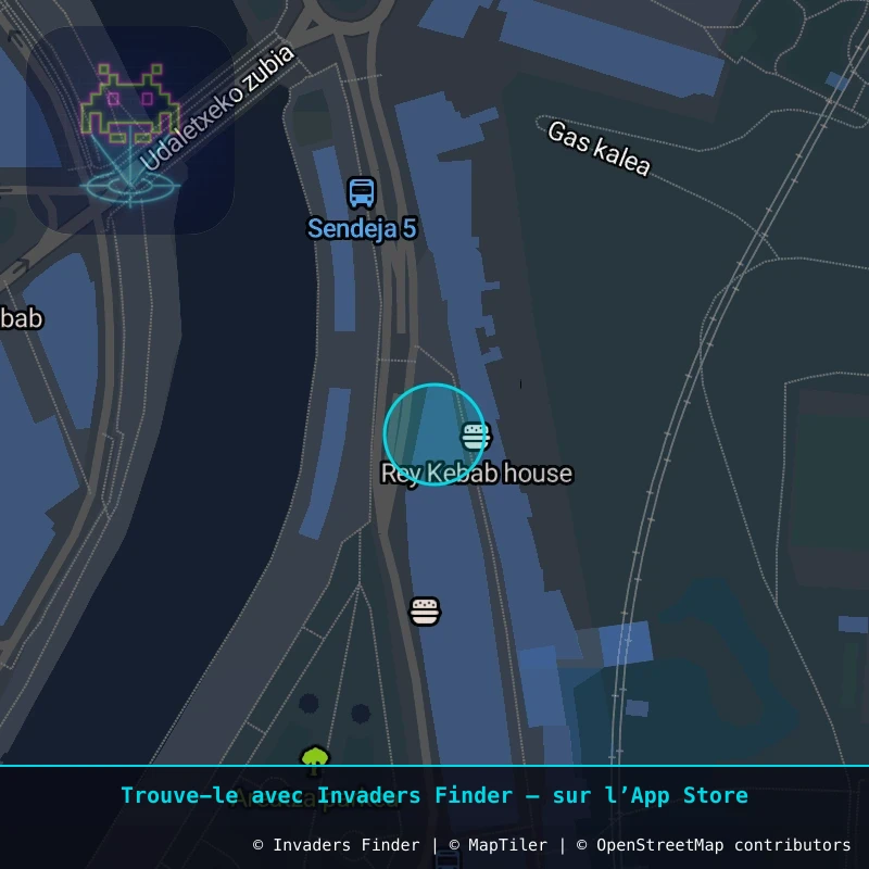 Zone approximative de l'invader BBO_02, dans le quartier Casco Viejo, Bilbao à Bilbao. Emplacement exact disponible dans l'app Invaders Finder.