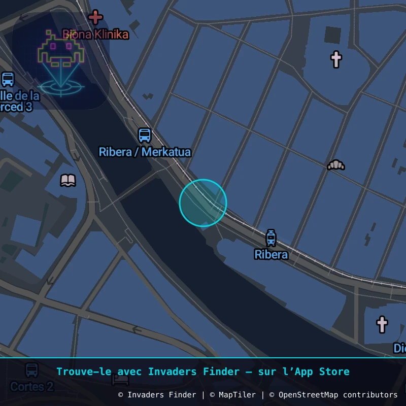 Zone approximative de l'invader BBO_06, dans le quartier Casco Viejo, Bilbao à Bilbao. Emplacement exact disponible dans l'app Invaders Finder.