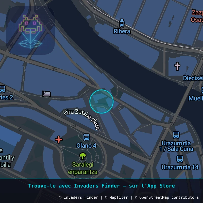 Zone approximative de l'invader BBO_08, dans le quartier Bilbao la Vieja, Bilbao à Bilbao. Emplacement exact disponible dans l'app Invaders Finder.