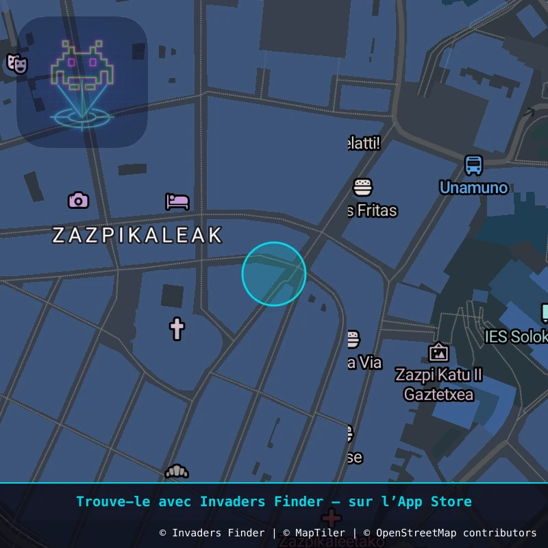 Zone approximative de l'invader BBO_09, dans le quartier Casco Viejo, Bilbao à Bilbao. Emplacement exact disponible dans l'app Invaders Finder.
