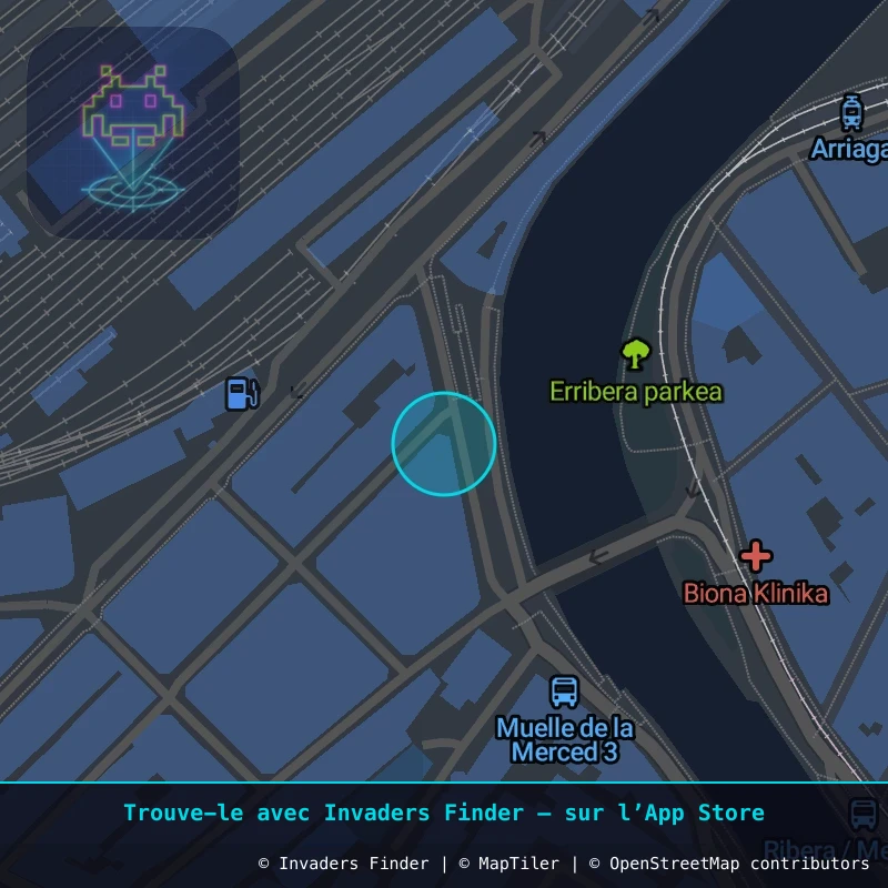 Zone approximative de l'invader BBO_12, dans le quartier San Francisco, Bilbao à Bilbao. Emplacement exact disponible dans l'app Invaders Finder.