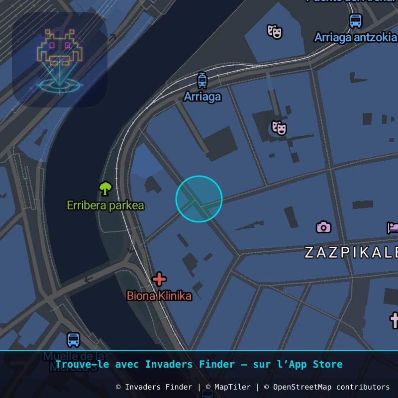 Zone approximative de l'invader BBO_14, dans le quartier Casco Viejo, Bilbao à Bilbao. Emplacement exact disponible dans l'app Invaders Finder.