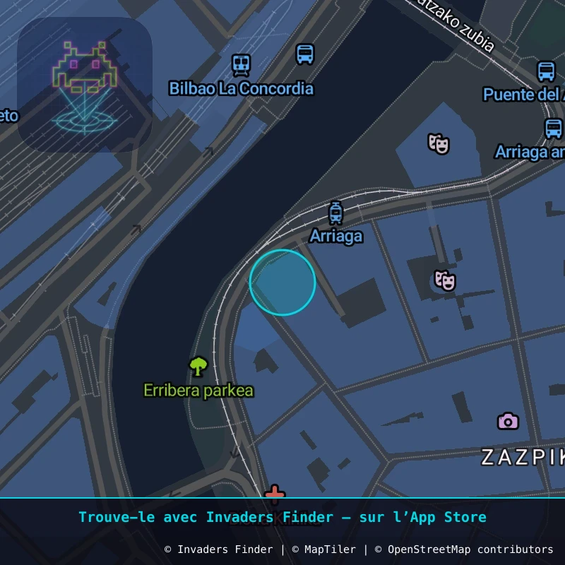 Zone approximative de l'invader BBO_15, dans le quartier Casco Viejo, Bilbao à Bilbao. Emplacement exact disponible dans l'app Invaders Finder.