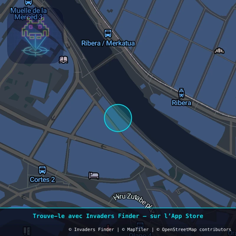 Zone approximative de l'invader BBO_28, dans le quartier Bilbao la Vieja à Bilbao. Emplacement exact disponible dans l'app Invaders Finder.
