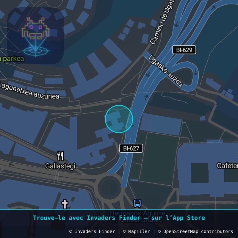 Zone approximative de l'invader BBO_37, dans le quartier Deustuko Doneperiaga, Bilbao à Bilbao. Emplacement exact disponible dans l'app Invaders Finder.