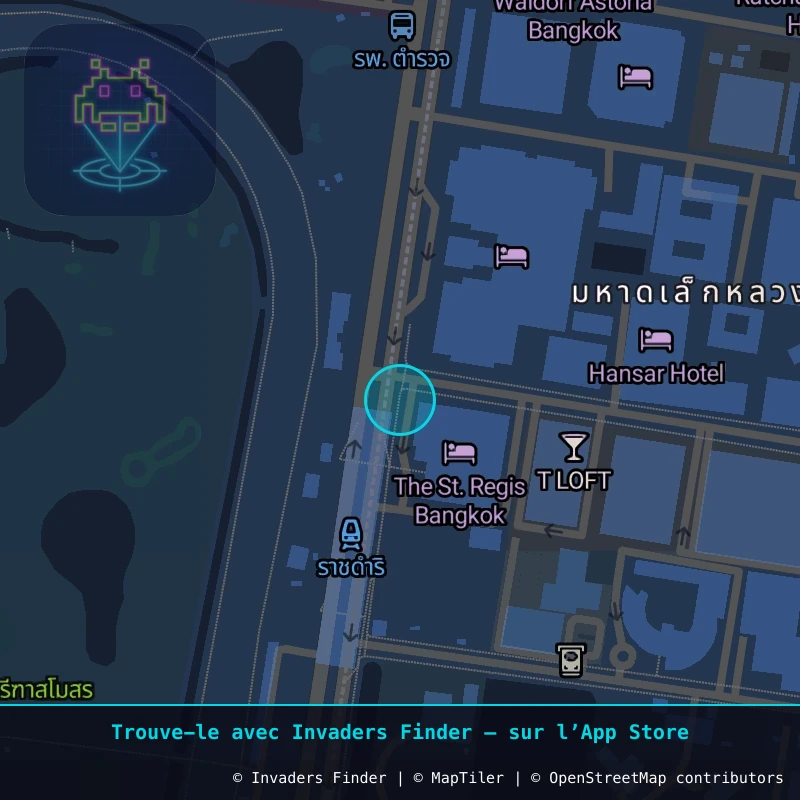 Zone approximative de l'invader BGK_19, dans le quartier Pthum Wan à Bangkok. Emplacement exact disponible dans l'app Invaders Finder.