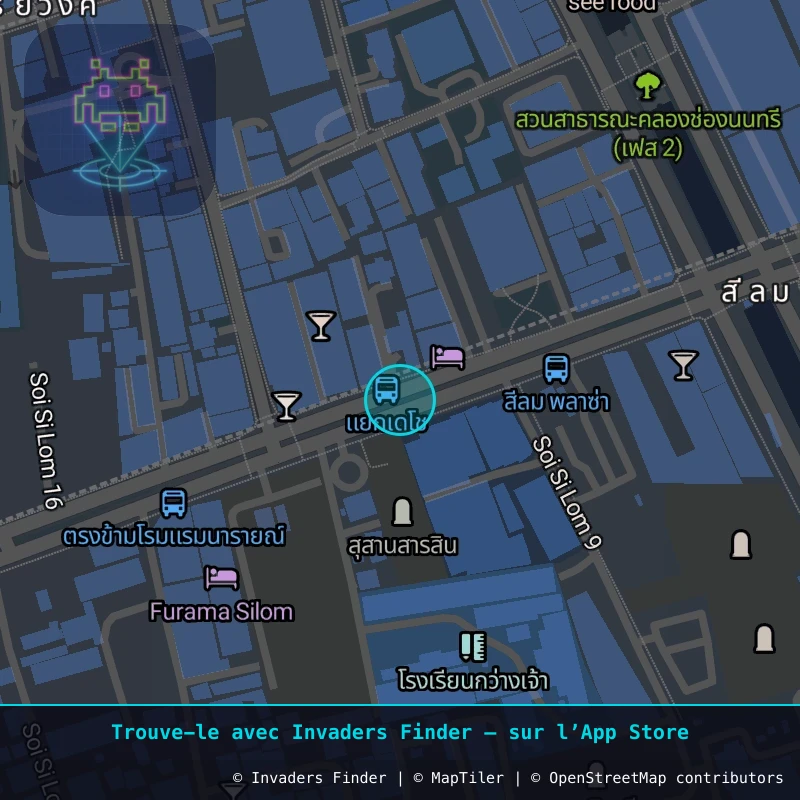 Zone approximative de l'invader BGK_26, dans le quartier Pramotay à Bangkok. Emplacement exact disponible dans l'app Invaders Finder.