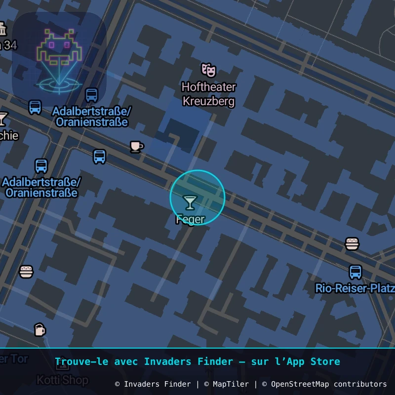 Zone approximative de l'invader BRL_02, dans le quartier Luisenstadt, Berlin à Berlin. Emplacement exact disponible dans l'app Invaders Finder.