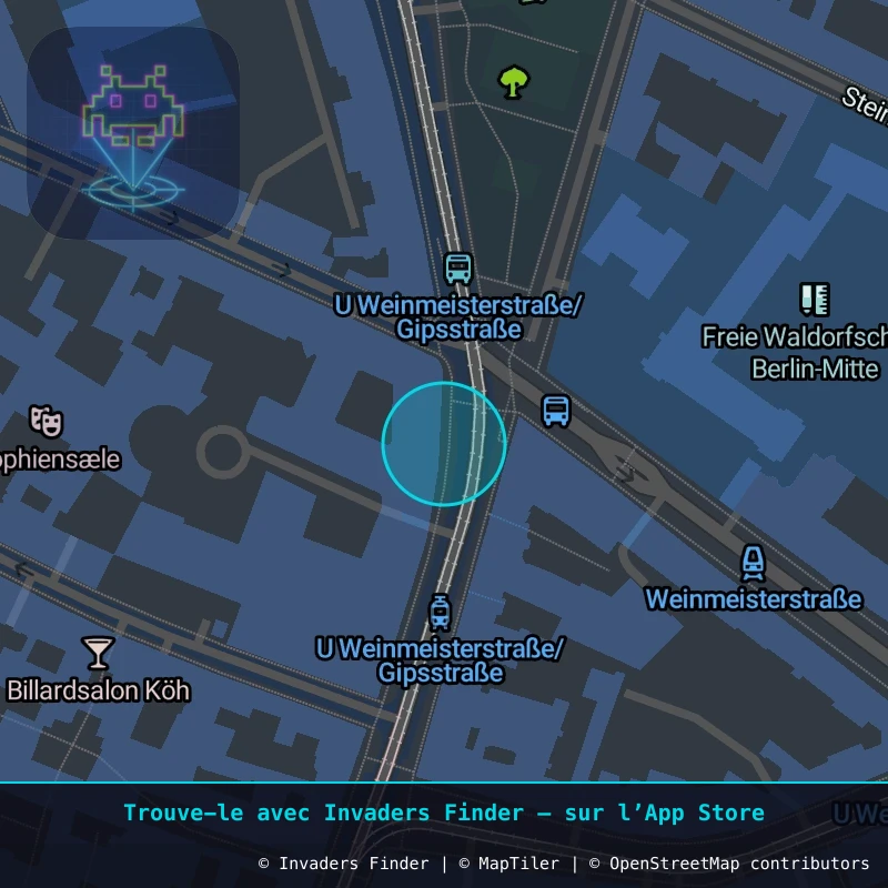 Zone approximative de l'invader BRL_07, dans le quartier Spandauer Vorstadt, Berlin à Berlin. Emplacement exact disponible dans l'app Invaders Finder.