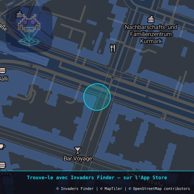 Zone approximative de l'invader BRL_12, dans le quartier Winterfeldtkiez à Berlin. Emplacement exact disponible dans l'app Invaders Finder.