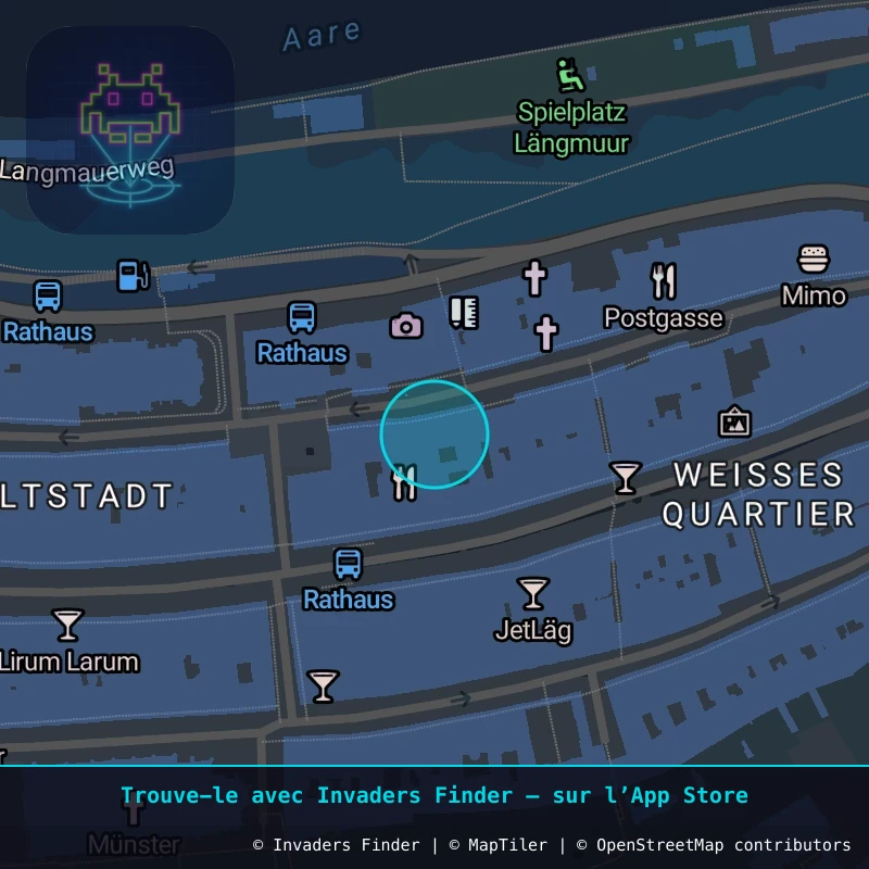Zone approximative de l'invader BRN_02, dans le quartier Weisses Quartier, Berne à Berne. Emplacement exact disponible dans l'app Invaders Finder.