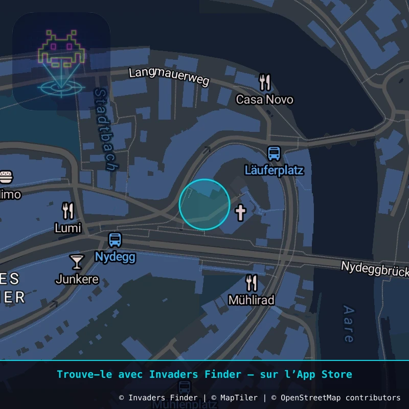 Zone approximative de l'invader BRN_05, dans le quartier Weisses Quartier, Berne à Berne. Emplacement exact disponible dans l'app Invaders Finder.