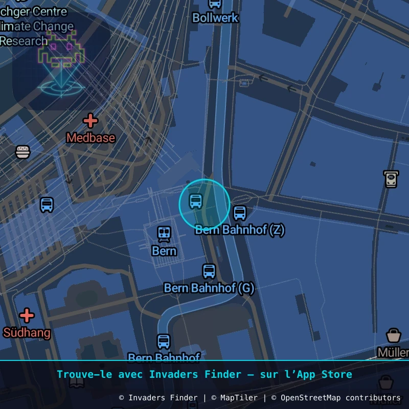 Zone approximative de l'invader BRN_10, dans le quartier Weisses Quartier, Berne à Berne. Emplacement exact disponible dans l'app Invaders Finder.