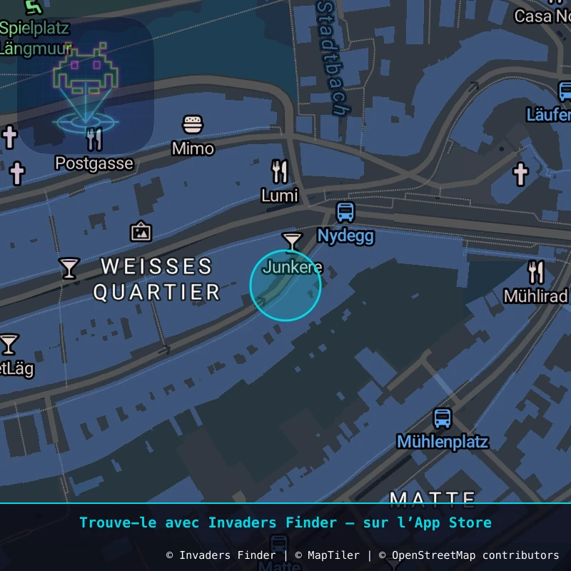 Zone approximative de l'invader BRN_16, dans le quartier Weisses Quartier, Berne à Berne. Emplacement exact disponible dans l'app Invaders Finder.