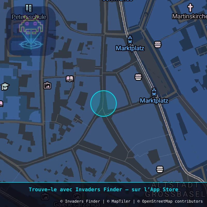 Zone approximative de l'invader BSL_03, dans le quartier Vorstädte, Bâle à Bâle. Emplacement exact disponible dans l'app Invaders Finder.