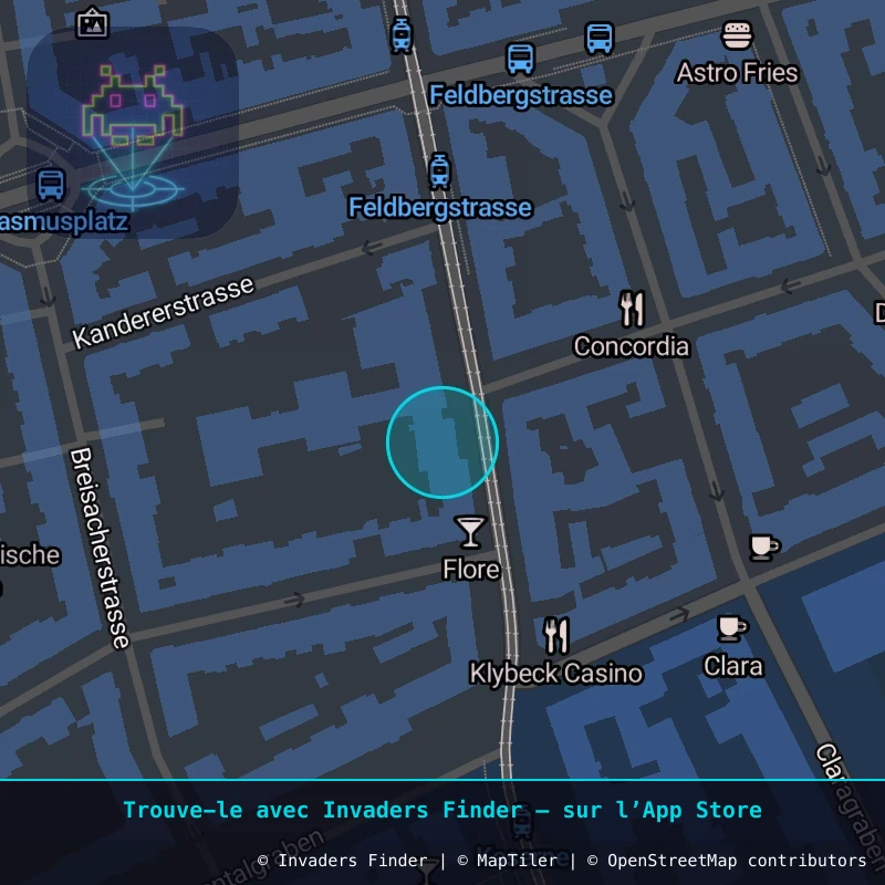 Zone approximative de l'invader BSL_05, dans le quartier Vorstädte, Bâle à Bâle. Emplacement exact disponible dans l'app Invaders Finder.