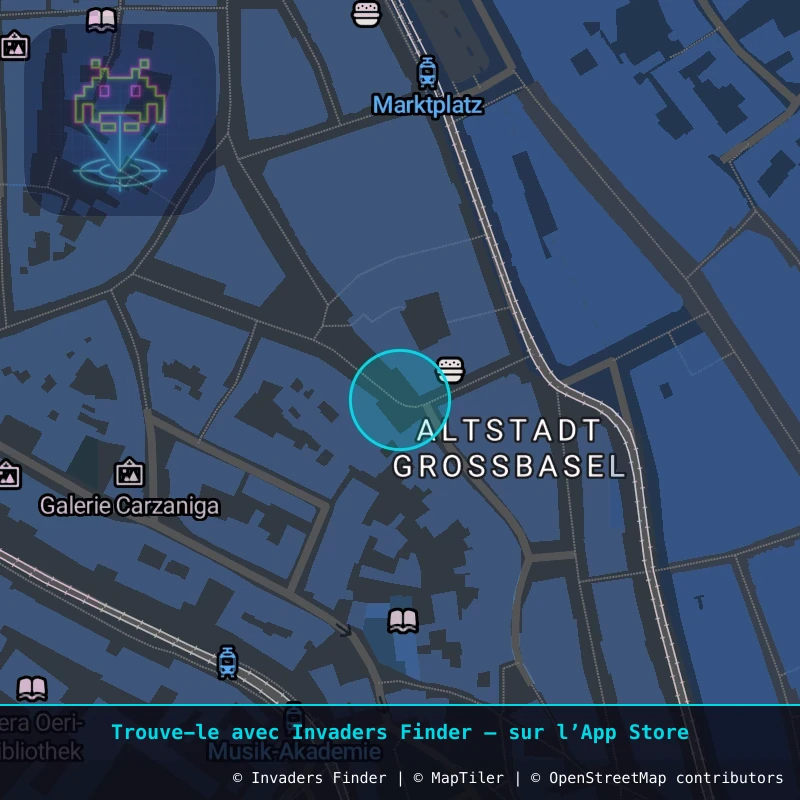 Zone approximative de l'invader BSL_06, dans le quartier Vorstädte, Bâle à Bâle. Emplacement exact disponible dans l'app Invaders Finder.