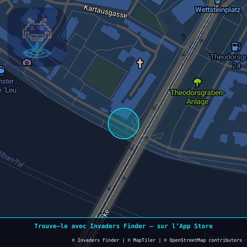 Zone approximative de l'invader BSL_12, dans le quartier Vorstädte, Bâle à Bâle. Emplacement exact disponible dans l'app Invaders Finder.