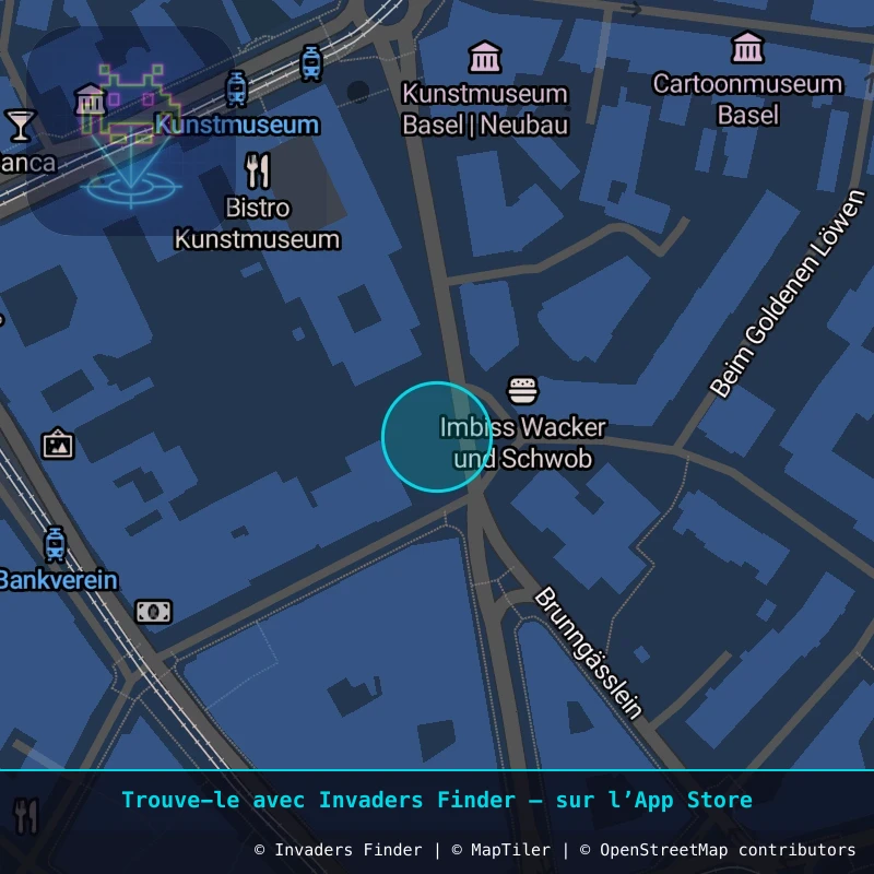 Zone approximative de l'invader BSL_16, dans le quartier Vorstädte, Bâle à Bâle. Emplacement exact disponible dans l'app Invaders Finder.