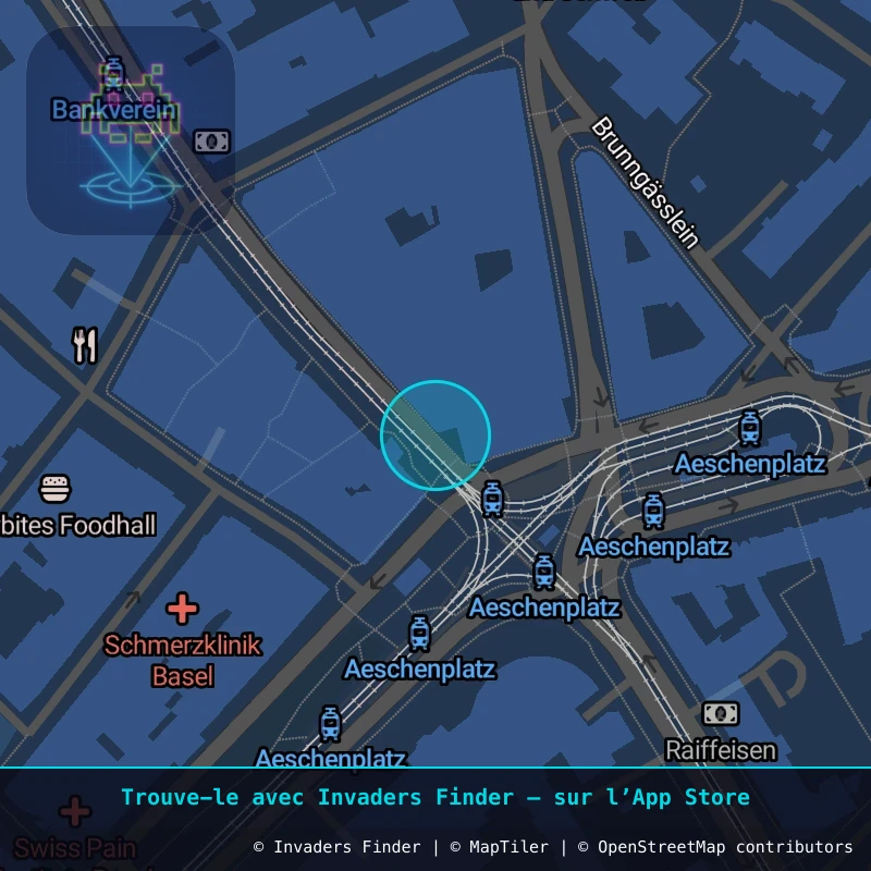 Zone approximative de l'invader BSL_17, dans le quartier Vorstädte, Bâle à Bâle. Emplacement exact disponible dans l'app Invaders Finder.