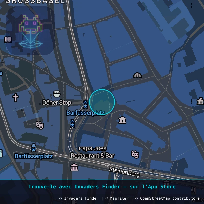 Zone approximative de l'invader BSL_18, dans le quartier Vorstädte, Bâle à Bâle. Emplacement exact disponible dans l'app Invaders Finder.