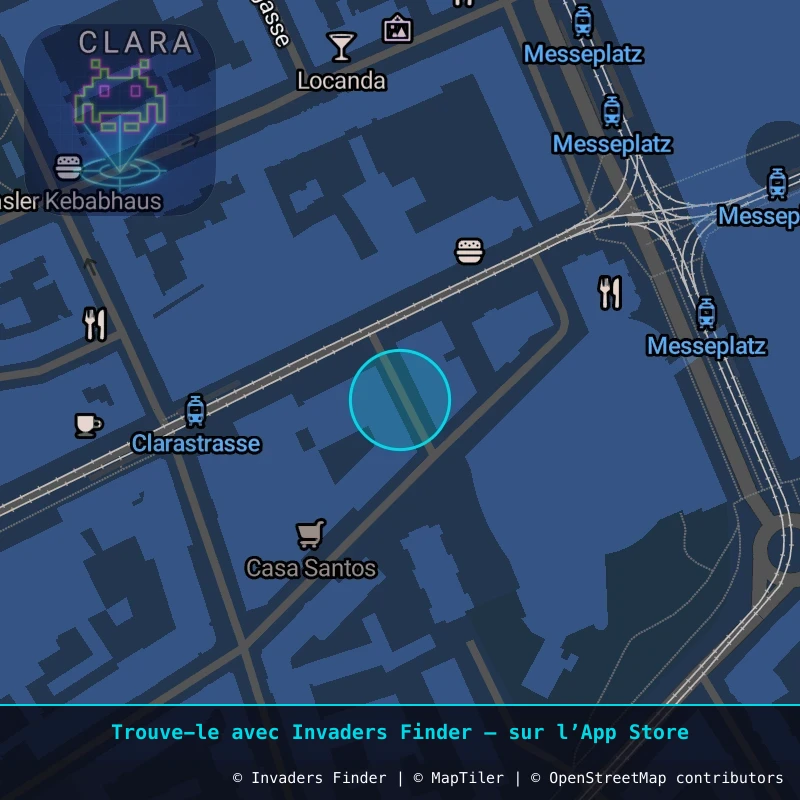 Zone approximative de l'invader BSL_25, dans le quartier Erlenmatt, Bâle à Bâle. Emplacement exact disponible dans l'app Invaders Finder.